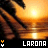 Sunset scene with palm trees and water reflection, featuring a 'LARONA' text label below the image.