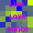 Pixelated of blue and green squares with pink text reading Live, Love, dance repeated in two