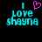 Two side-by-side pixelated text displays on black background, both reading 'I love shayna' with cyan letters and a pink heart replacing the word 'love'.