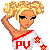 Animated cheerleader doll icon with multiple frames showing pose changes and a red pixelated effect on the skirt, displayed in a contact sheet layout.