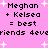 Pixelated pink background with white stars and black text reading "Meghan + Kelsea = best friends 4ev" in two identical horizontal sections.