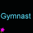 Three of light blue 'Gymnast' text with pink star icons on a black background, showing animation changes in star positions and sparkles
