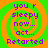 A static image with a green and orange spiral background displaying purple text reading 'you r sleepy now... act... Retarted' in four identical quadrants.
