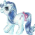 A pixelated cartoon pony with blue and white coloring stands on a white background next to green text reading "Original Icons .com" on a dark green background.