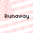 Four identical display the word 'Runaway' in black pixelated text over a pink and white striped background with faint polka dots