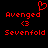 Red pixelated text and symbols on black background with one heart symbol above 'Avenged' in left