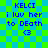 Pixelated text and symbols on a green-blue checkered background with repeated identical sections.
