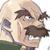 Pixelated 50x50 AIM buddy icon of a bald anime-style character with brown hair tufts, thick mustache, and green clothing, rendered in low-resolution pixel art style.