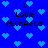 Blue background with light blue pixelated hearts and black text reading "I Love Michaela" in two identical sections.