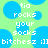 Pixelated text on a green background with blue circular shapes, displaying 'tia rocks your socks bitchesz :]]' in white block letters.