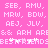 Pixelated text on a pink background with repeated phrases and partial words in white, including 'SEB, RMU, MRW, BDW, AEJ, JLV, && ARH ARE', and 'BESTFRIEND' with star-like symbols.