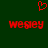 Red pixelated text 'wesley' appears twice on a dark green background with a red heart symbol above.