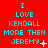 Red background with cyan text reading "I LOVE KENDALL MORE THEN JEREMY" and small white symbols changing across frames.