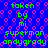 Blue background with pink circular patterns and green text reading 'taken by mi superman andygrady' repeated in a
