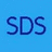 Blue background with three instances of the text 'SDS' in dark blue, one on top left, one on top right, and one on bottom left.