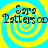 Four identical display yellow spiral patterns on cyan backgrounds with black text reading "Sara Letters on Letters on" in a stylized font