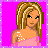 Pixel art contact sheet showing five frames of an animated preppy girl icon with pink and purple color scheme, featuring character details and text elements.