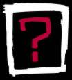 A static buddy icon featuring a red question mark inside a white border on a black background, with pixelated edges and slight color bleeding.