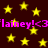 Dark brown background with scattered yellow stars and repeated pink text reading 'flamey!<3' in two horizontal bands.