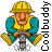 Animated contact sheet of a construction worker character operating a jackhammer across nine frames with visible motion effects and repeated text branding.