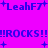 Pixelated text and symbols on a bright purple background with blue and white elements.