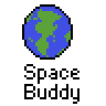 A 4x4 contact sheet of pixel art frames showing a space-themed animation sequence with Earth, rocket, and astronaut elements.