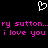 Pixelated heart symbol above repeated pink text reading 'ry sutton...ry sutton...' and 'i love you i love you' on black background.