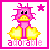 Pixel art of a pink creature with yellow feet and star, displaying four facial expressions beneath the word 'adorable' in pink text.
