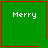 Green square with red border displays 'Merry' text; top-right and bottom-right squares contain small red heart and star symbols respectively.