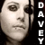 A vertical strip of repeated grayscale faces with red and white text reading "DAVEY" on a black background, transitioning to gray at the bottom.