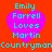 A red background with four identical pink heart shapes, each containing cyan text reading "Emily Farrell Loves Martin" and a cyan "CountrymanCountryman" text below.