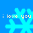 Pixelated blue snowflakes on a blue background with repeated 'i love you' text in light yellow, animated to shift positions.