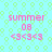 Pixelated text and symbols on a light blue background with green hexagonal patterns, showing 'summer 08' and '<3<3<3' in pink.