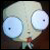 Pixelated static icon of a cartoon character with large white eyes, light beige skin, and small dark pupils against a dark background.