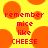 Yellow background with orange circular shapes and red pixelated text reading 'remember mice like CHEESE' in two identical vertical
