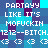 Pixelated text and symbols on a blue-purple background with repeated patterns