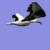 Animated seagull icon with black and white plumage flying against a solid light blue background, displayed as an 8-frame contact sheet showing sequential motion cycles.
