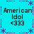 A static digital image with a bright cyan background, displaying four identical text blocks arranged in a pattern. Each block contains the words "American Idol" followed by "<333" below it