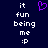 Dark blue background with white pixelated text reading 'it fun being me :p' and a purple pixelated heart symbol above the text.