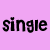 A static image with a light purple background displays multiple variations of the word 'single' in black and white pixelated text, each topped by a small solid black heart symbol.