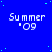 Blue background with light blue dots, repeated 'Summer '09' text in white pixelated font across the