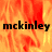 A static image with fiery orange and yellow background and repeated black text 'mckinley' in three positions.