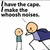 Pixelated cartoon characters with speech bubbles containing unreadable text, one character in a blue cape leaning toward another.