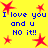 Yellow background with red star shapes and blue text repeating "I love you and u NO it!!" in a pattern