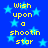 Blue background with light blue stars and yellow text reading "Wish upon a shootin star" repeated twice.
