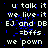 Pixelated text on black background with blue noise, showing repeated phrases and partial names in white block letters.