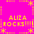 Bright pink background with yellow pixelated text and symbols arranged in a symmetrical pattern.