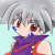 Pixelated anime-style character with silver hair and red eyes on left, blue background with red text "I'm A Cutie" on right in a 2x1 contact sheet layout.