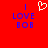 Red background with blue text reading 'I LOVE BOB' and a white pixelated heart symbol above the left side of the text.