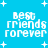 Pixelated blue background with white text reading 'best friends forever' and small plus signs scattered throughout, displayed in a